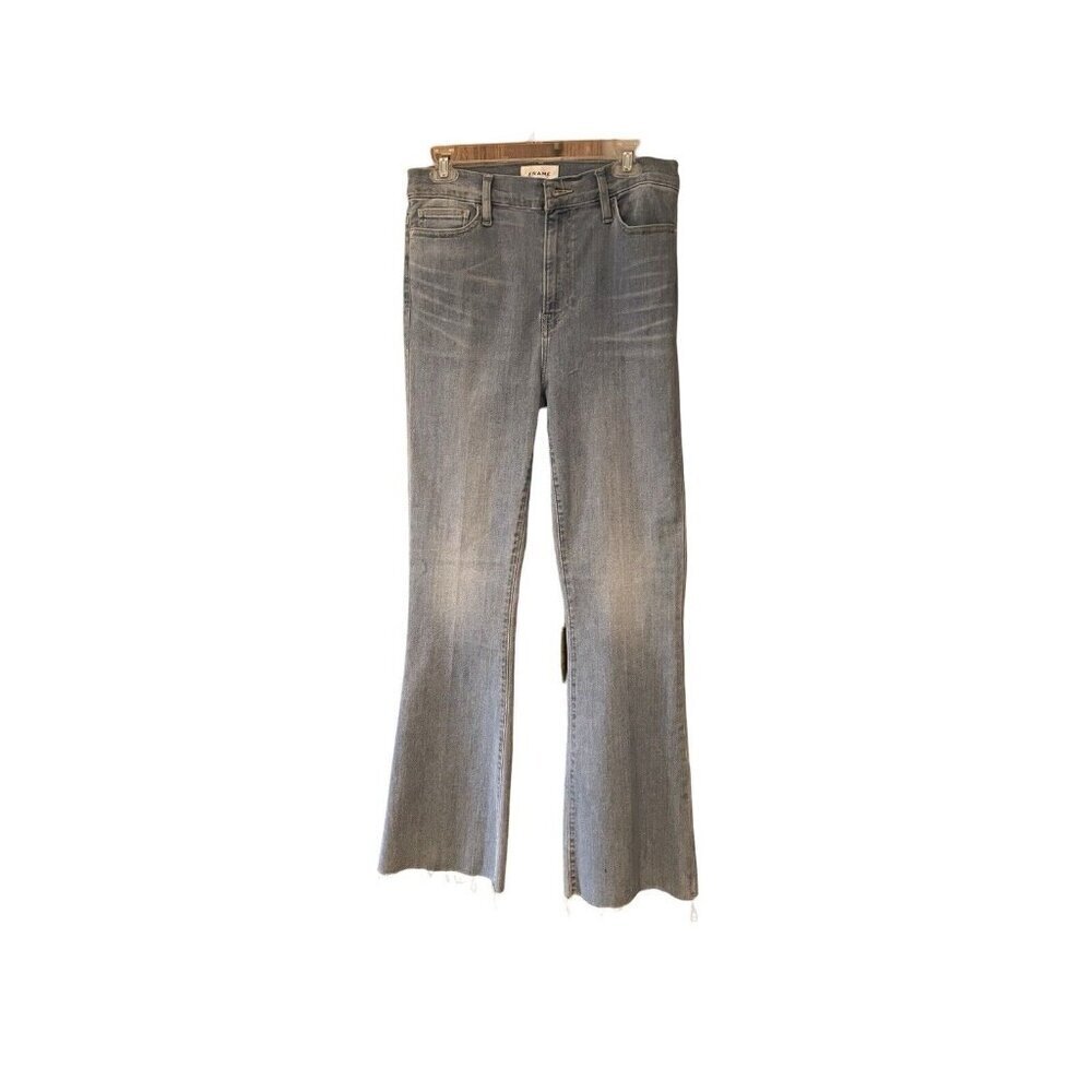 New FRAME Le Easy Flare High Rise Raw Hem Light Blue Jeans Babitz Size 29 - Picture 6 of 15